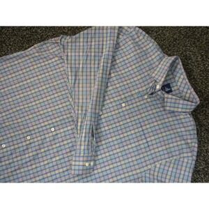 Johnnie-O Shirt Mens XXL Lake Blue Tartan Bamboo Prep Formance Hominy Button Up